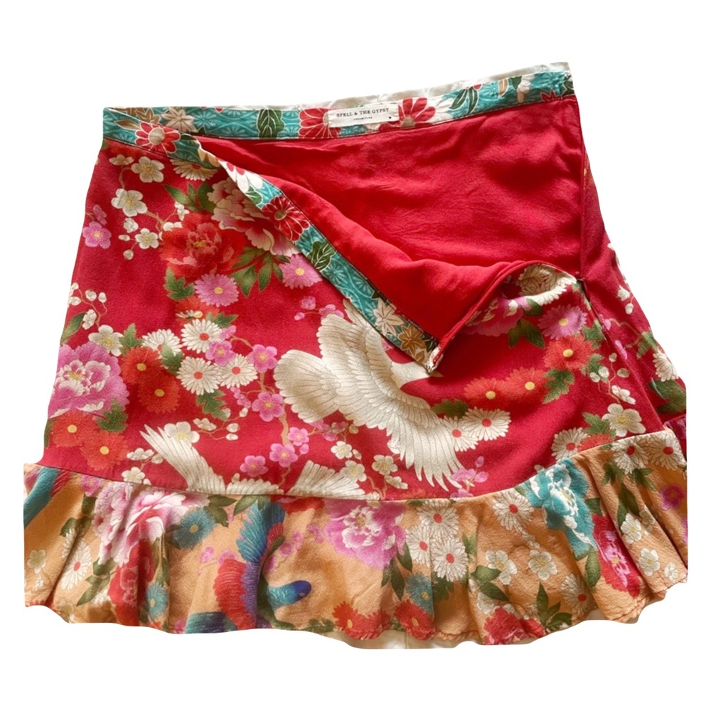 Spell X Revolve Delilah Patchwork Mini Skirt In R… - image 1